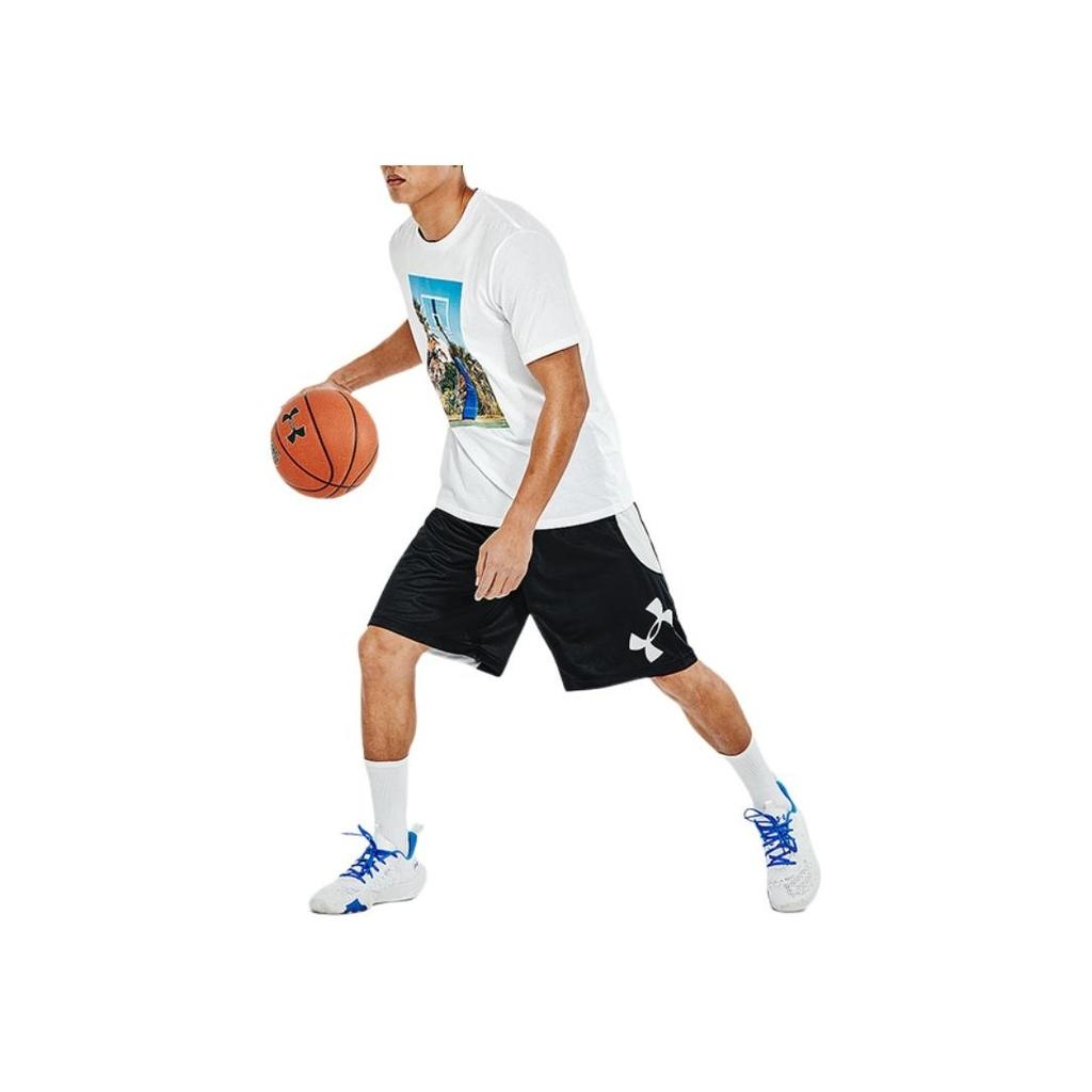 Under Armour Short Sleeve Graphic Print Crew Neck T-Shirt Men Tops White 1361923-100