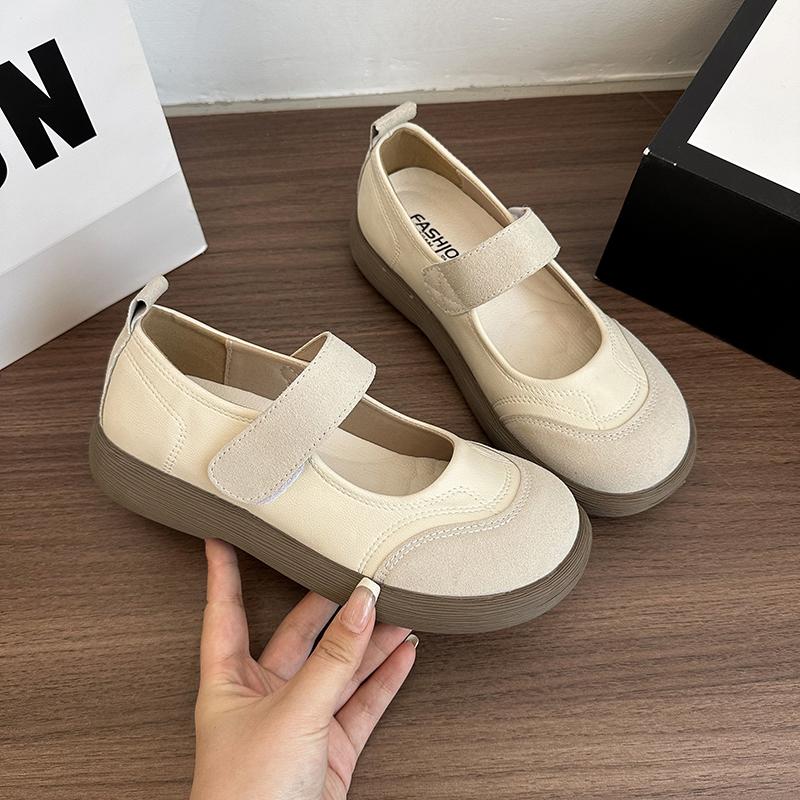 Fashion Round-toed Versatile Flat Marie Jean Single Shoes for Women  New Style French Soft Sole Small Leather Shoes To Pair with Skirts