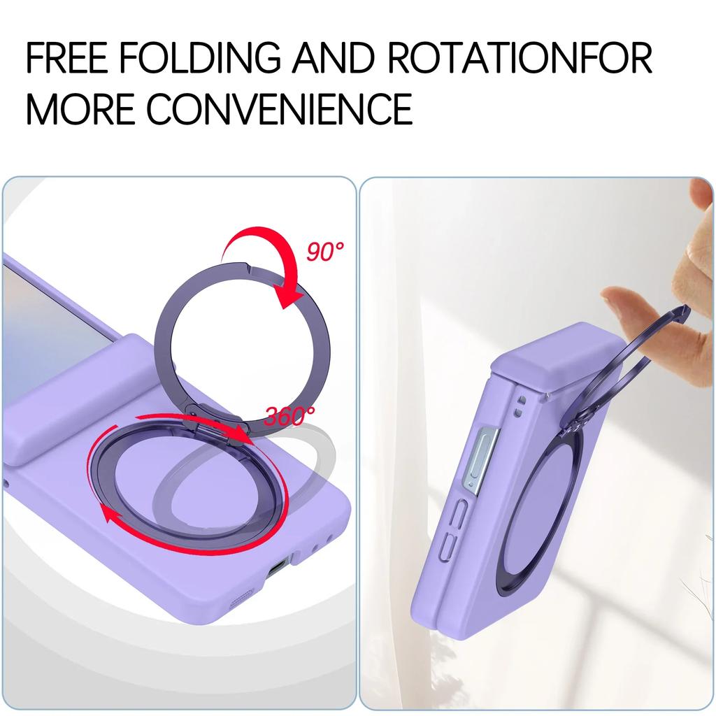 Magnetic 360 Rotating Kickstand Case for Samsung Galaxy Z Flip 7 Fe 6 5 4 3 Skin Feel Hinge Protective Cover