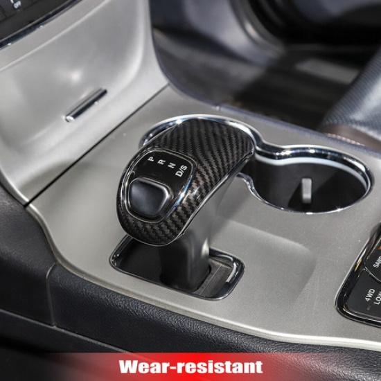 Carbon Fiber Gear Box Shift Knob Decor Cover Trim For Jeep Grand Cherokee 14-15