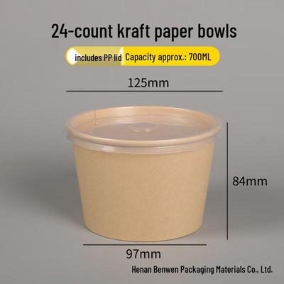 Disposable Kraft Paper Soup Cups with Lids