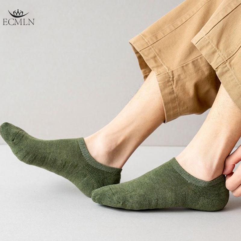 Men's Socks Towel Bottom Boat Socks Sports Thickened Shallow Invisible Socks Silicone Non-slip No-drop Heel Sweat-absorbent Deodorant Men's Socks