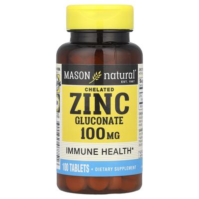 Chelated Zinc Gluconate, 100 Mg, 100 Tablets