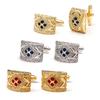 1/2 pair High-End Crystal French Shirt Cuff Buttons Classic Plated Cuff Links  Banquet
