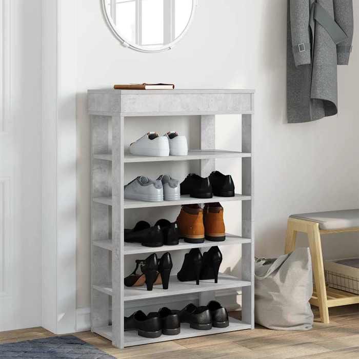 VidaXL Shoe Rack Concrete Grey 60x30x98 Cm Engineered Wood, Shoe Storage, Storage Cabinet of 859926