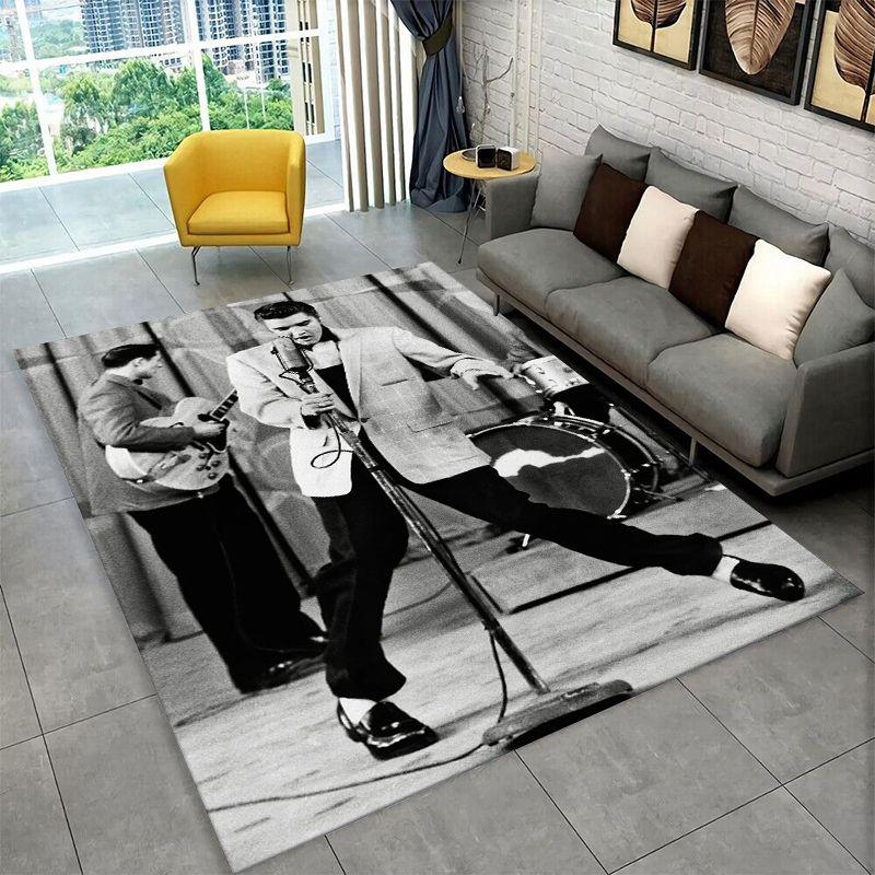 Tappeto Antiscivolo Retro The King E-Elvis Presley per Soggiorno, Camera da Letto, Sala Giochi, Tappeto Morbido Pavimento Tappeto Decorazione Casa Stanza