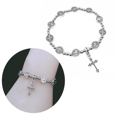 Fashion Cross Bracelet Elastic Charm Bracelet Wrist Jewelry Alloy Material Religious Jewelry for Religious Event