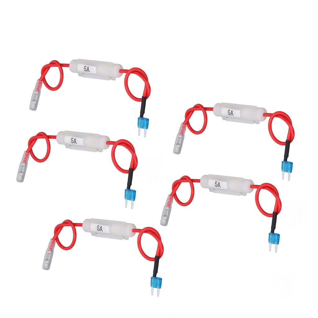 15A Blade Holder Connector, 5A Glass Tube, 16 AWG 12 Inch Red Wire 6 X 30mm, Ideal for Tight Spaces, with Quick Insertion and