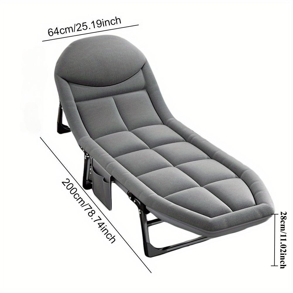 Office Nap Cot, Foldable Nap Bed for Indoor, Home and Office - Adjustable Tilt Angle, Length 200cm, Reinforced Metal Bracket