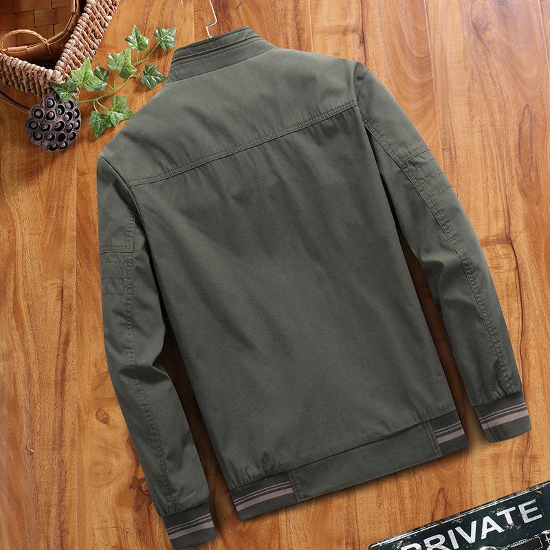 Men's Casual Cotton Jacket for Middle-Aged & Elderly - Lightweight Spring/Autumn Wear