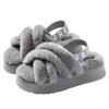 Autumn and winter velvet cross belt Korean version open-toed fluffy cool slippers women's 2025 casual thick-bottomed fairy cotton slippers