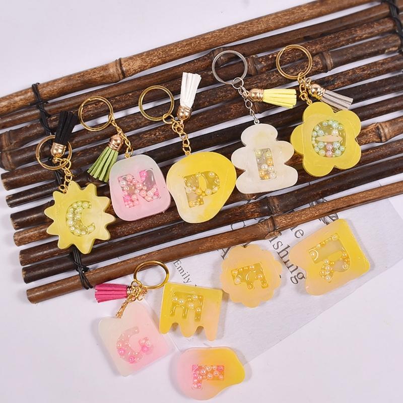 Letter Resin Shaker Mold DIY Quicksand Casting Epoxy Silicone Mold Resin Epoxy Jewelry Molds for Pendant Decors Crafts