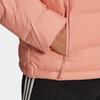 Adidas Solid Color Logo Zip-Up Casual Down Jacket Women Outerwear Red Pink GT9232