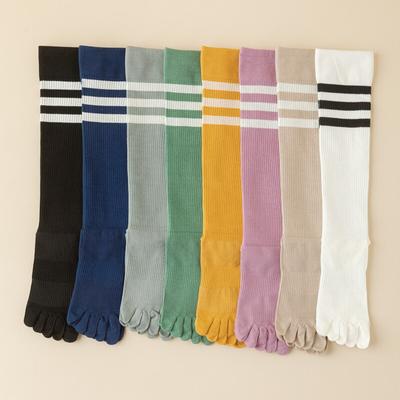 Five Toes Long Socks Stockings Casual Striped Non-slip Pilates Yoga Socks Cotton Breathable Fitness Gym Running Cycling Socks