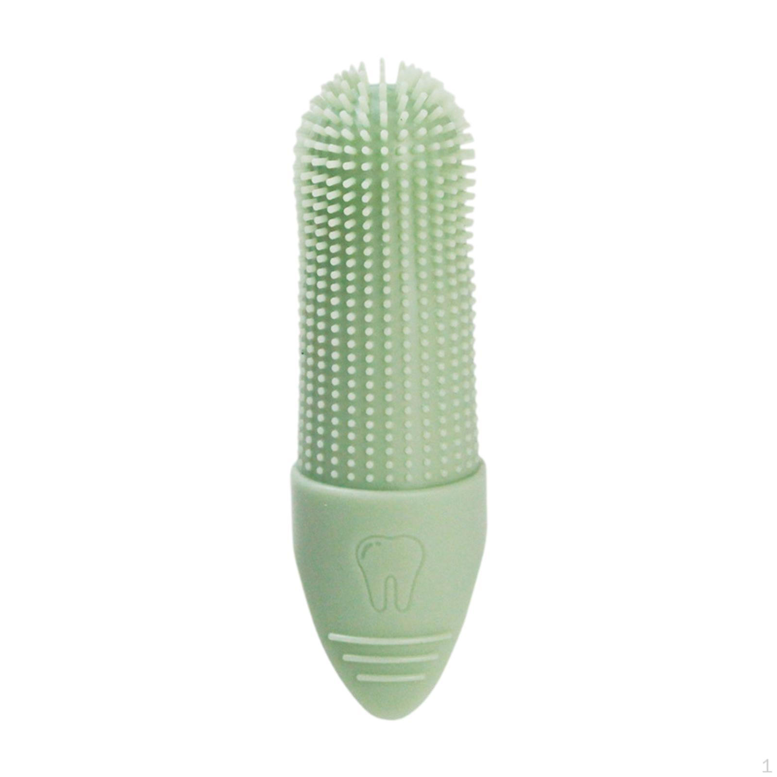 

Зубная щетка для собак на палец, 360°, удобная для чистки силикона зелёный