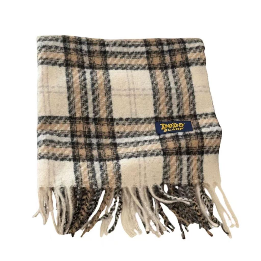 Korean version of the new plaid scarf women's autumn and winter atmosphere thickened warm retro imitation cashmere cold-proof scarf