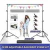 2x3M Adjustable Backdrop Stand Kit Heavy Duty Studio Equipment Photography Studio Photo Video Background Stand