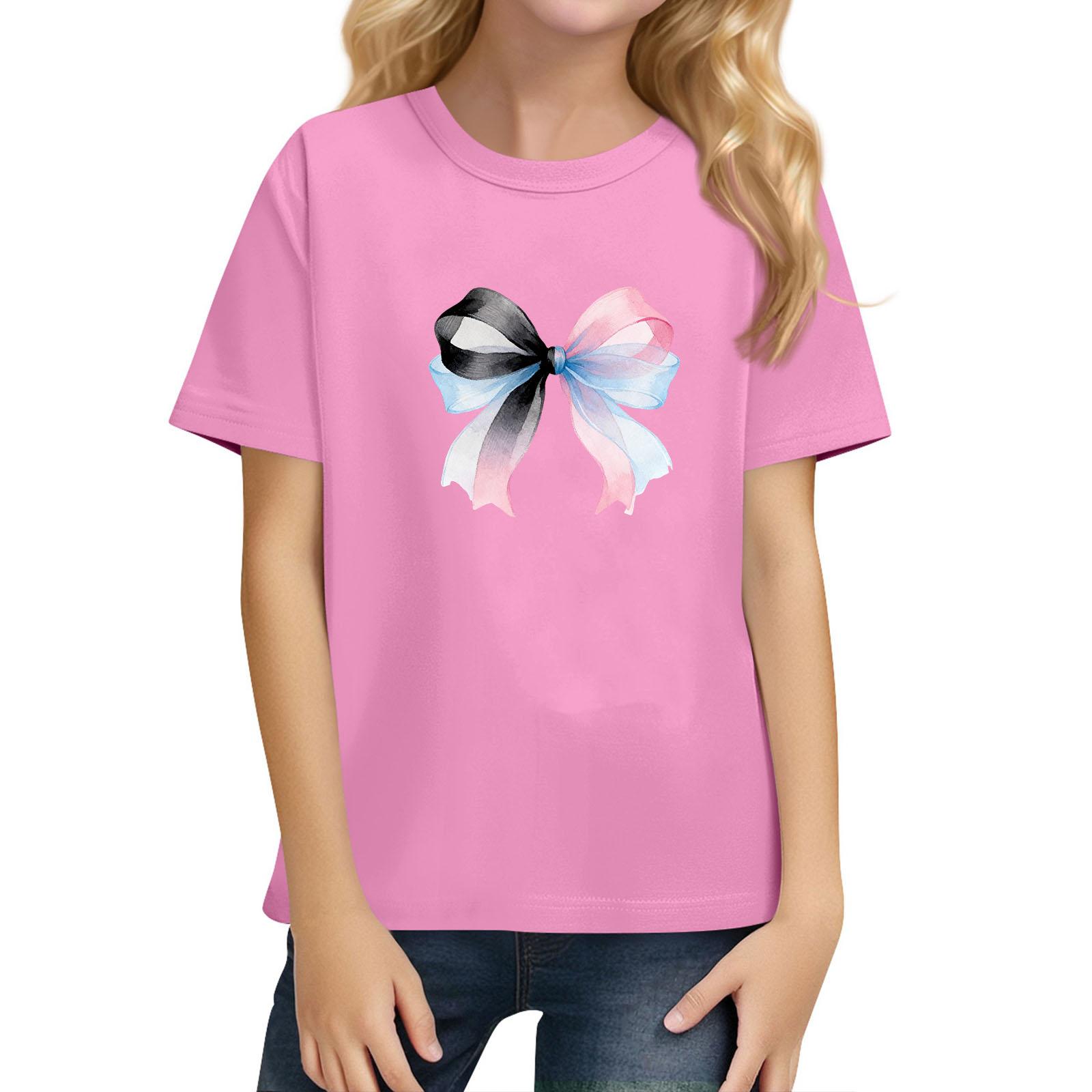 

Children s Daily Casual Short-sleeved Color Tops T-shirt 110 рожевий