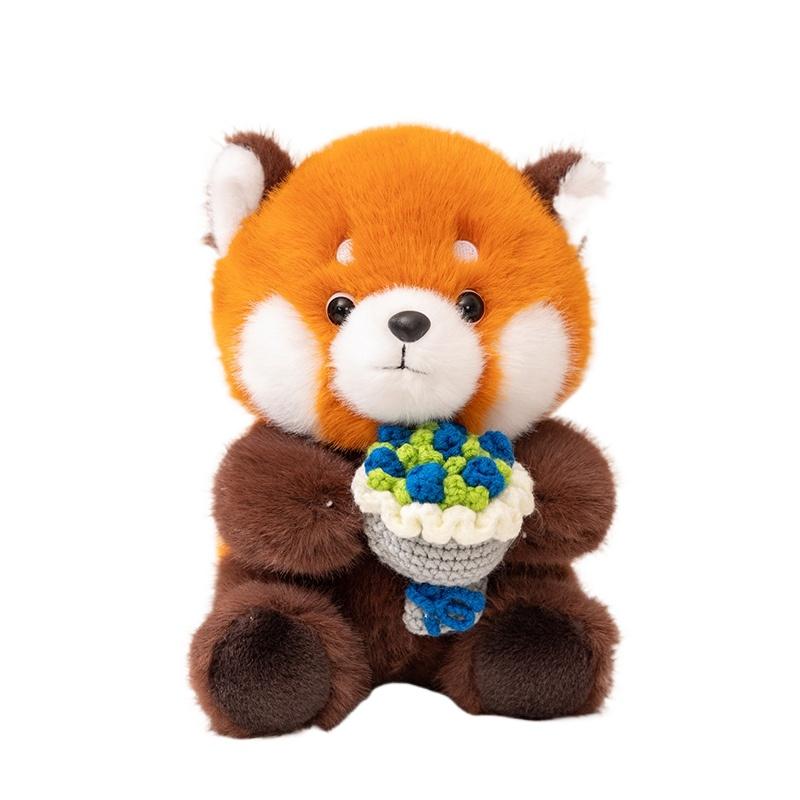 

Cute Red Panda Hug Flower Bouquet Stuffed Animals Raccoon Plush Toy Groundhog Plushie Toy Valentine s Day Gift Confession Gift 20cm синій