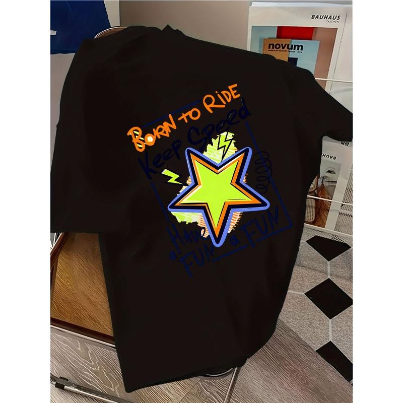 European sizes Children Born to Ride Keep Speed Have a Fun Print T-Shirt Casual Summer Top for, Crew Neck, Short Sleeve, Medium Stretch Fabric 98cm