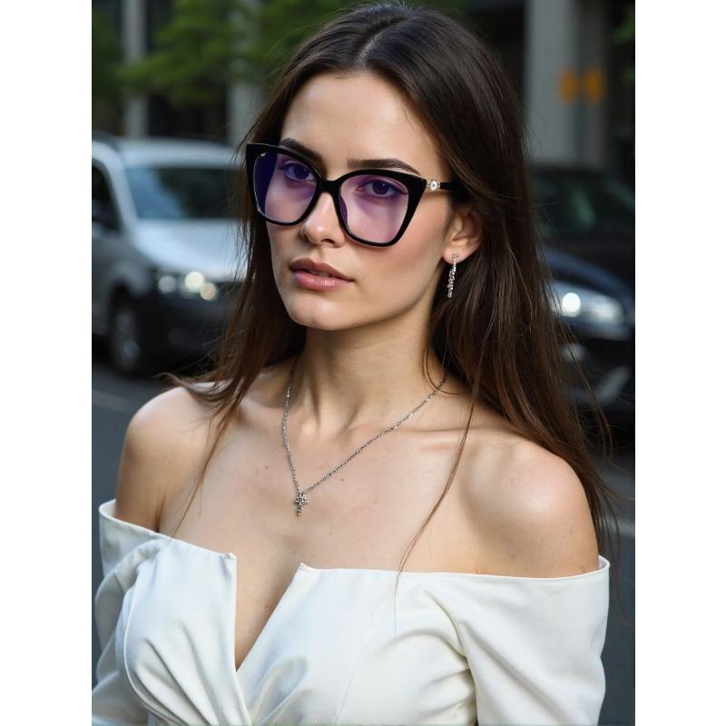 Big-frame cat's eye glasses trend computer goggles fashion flat mirror with myopia frame