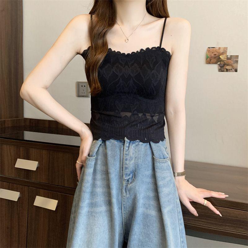 Women's Lace Camisole with Chest Pads: Beautiful Back, Bandeau, Lingerie, Outerwear, Sexy Summer Top