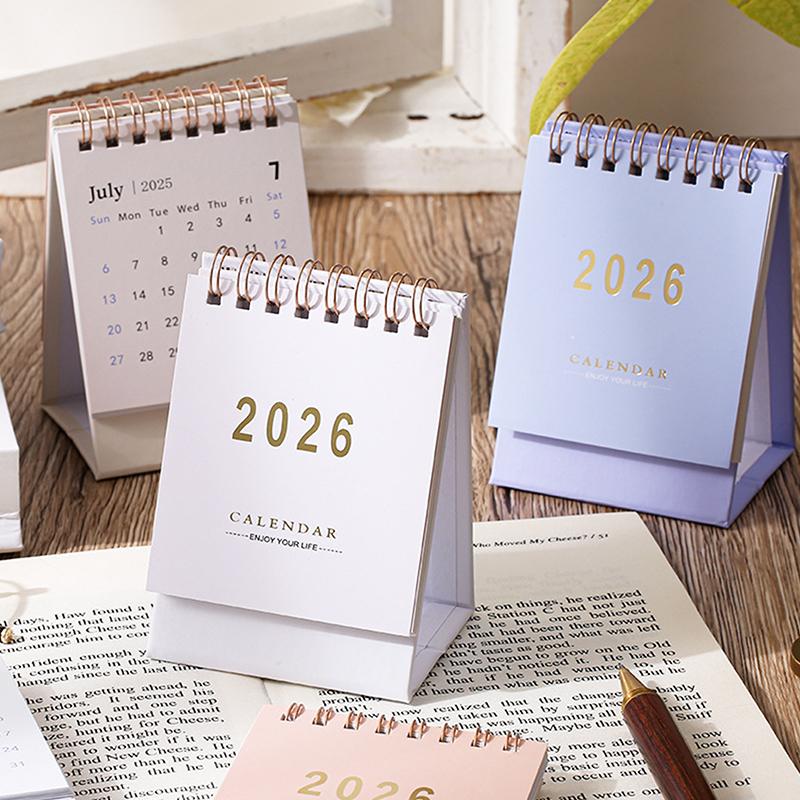 2026 Simple Calendar Small Desk Calendar Creative Coil Calendar Planner Desktop Decoration Office Stationery