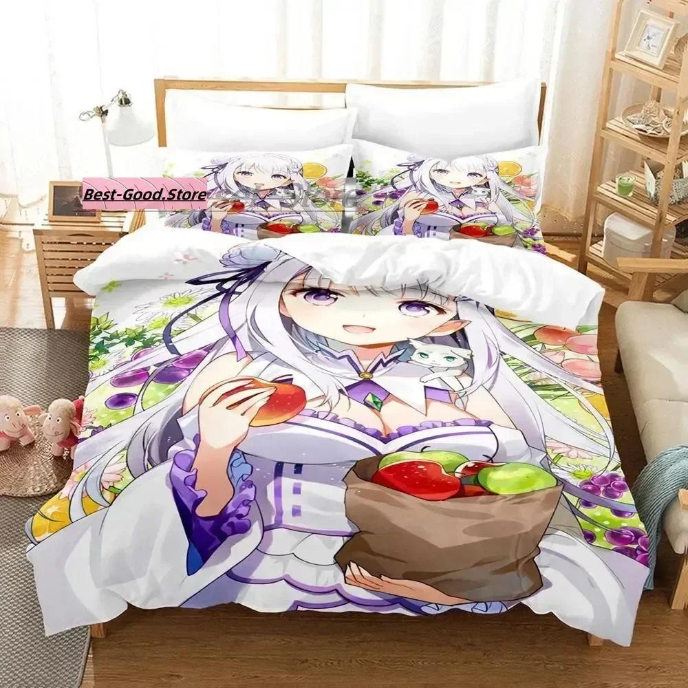 

3D Print Anime Bed Sheet Set Re Zero Printed Bedding Duvet Cover Set Soft and Comfortable Perfect Children Room Decoration 70x133cm 2pcs