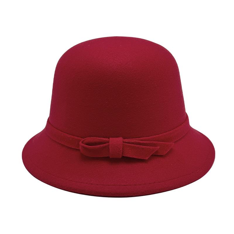 Autumn and Winter Simple Woolen Top Hat Autumn and Winter Dome Elegant Bucket Hat Versatile Senior Sense Retro Basin Hat Women