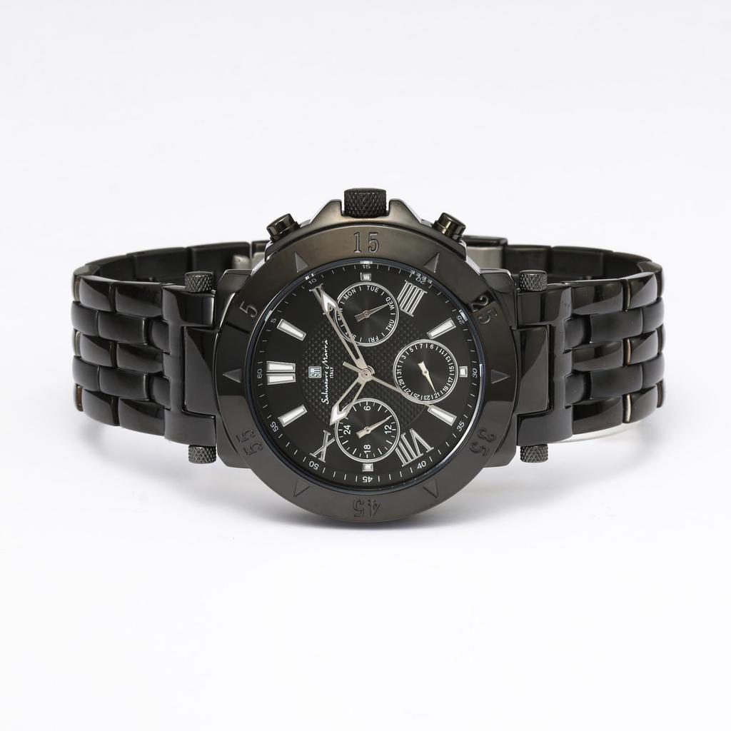 Salvatore Marra Quartz Watch Business Analog Black Waterproof Wristwatch with Cloth BKBK Men's