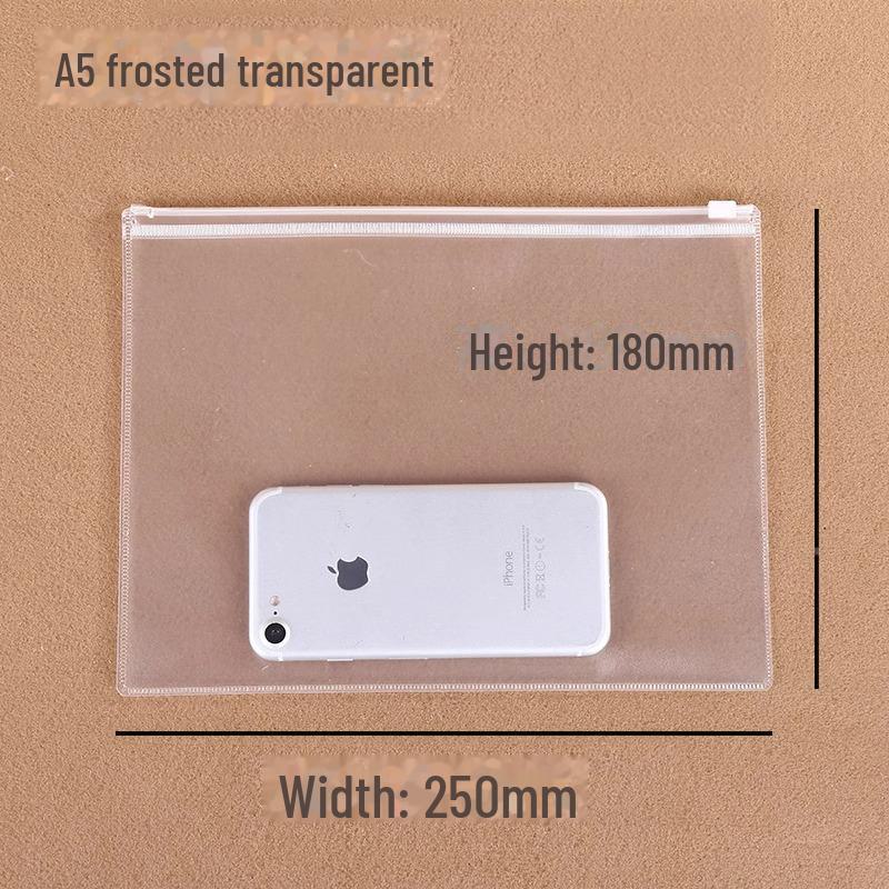 Transparent Frosted PVC Waterproof Document Bag with Zipper - A4/A5/A6