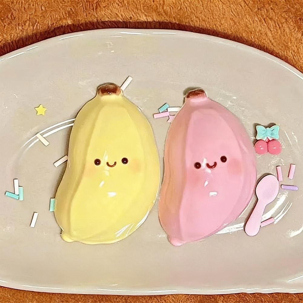 Kawaii Banana Squeezable Toy Cute Fruit Stress Relief Fidget Toy Soft Slow Rising Venting Sensory Toy For Kids Gift E4U2