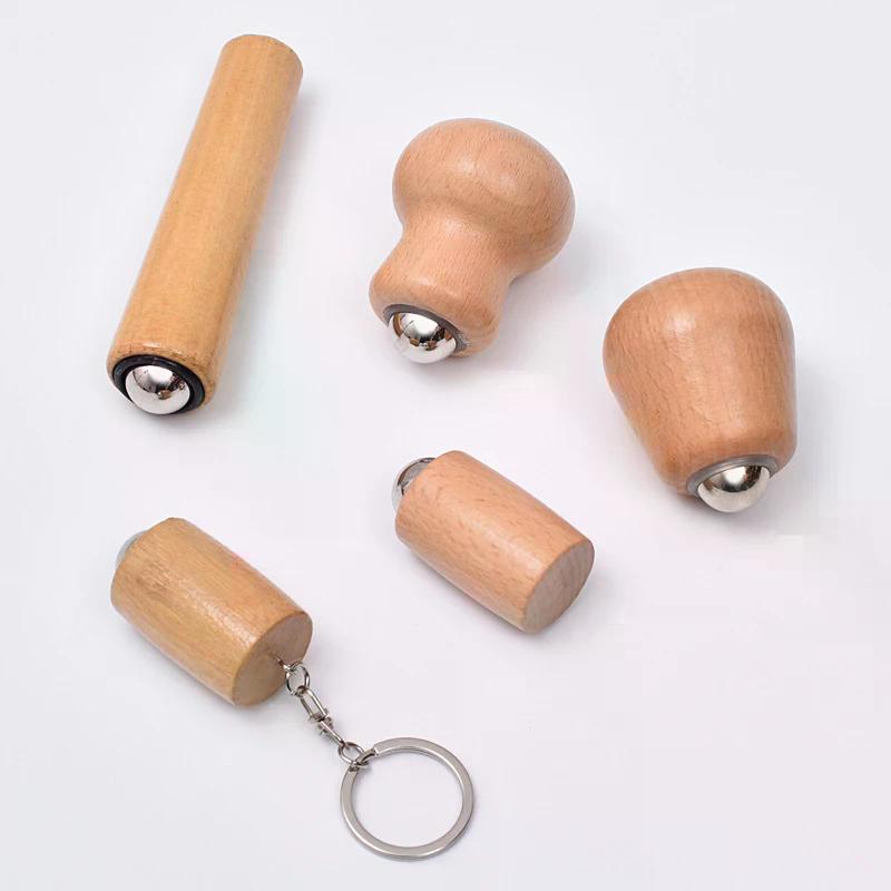 Dřevěný váleček na masáž obličeje Masážní nástroje s železnou kuličkou Mini ruční masážní přístroj na obličej Nástroje pro péči o pleť Snadno se čistí a používá