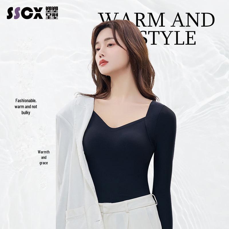 "Hyaluronik Asit İçeren Dikişsiz V Yaka Uzun Kollu Göğüs Pedli Tişört"