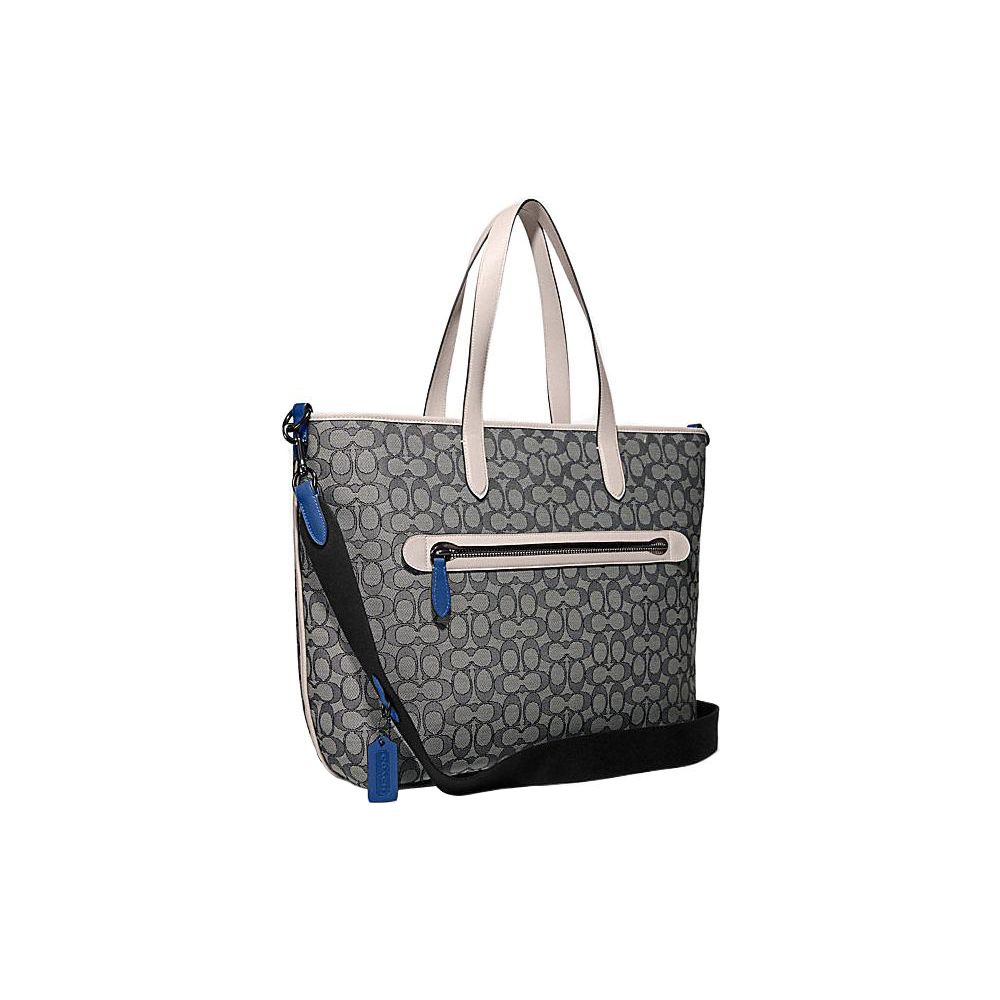 Coach League 49 Classic Monogram Large Capacity Jacquard Fabric And Leather Tote Shoulder Crossbody Bag Men bags Gray White C9159-TXE