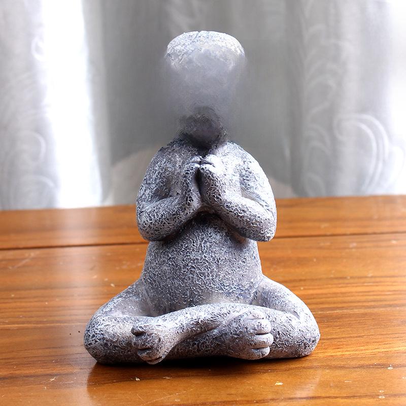 Zenový pes Buddha Meditační socha - Jógový pes v modlitební pozici pro dekoraci zenové zahrady