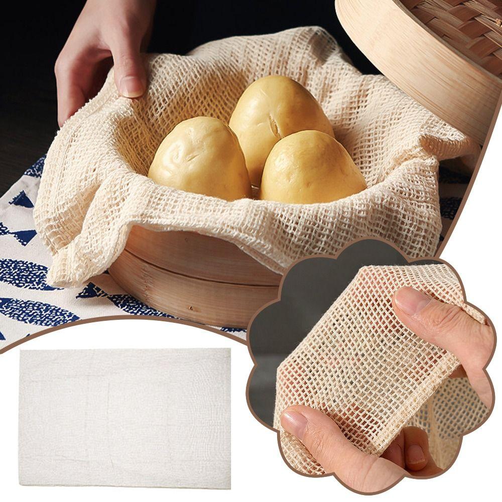 Thickened Steam Basket Liner Reusable Cotton Mesh Cloth Durable Steamer Cloth Buns Steaming