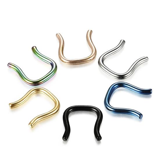 6Pcs 1/1.2/1.6mm 316L Surgical Steel U-Shaped Nose Septum Hanger Retainer Ring