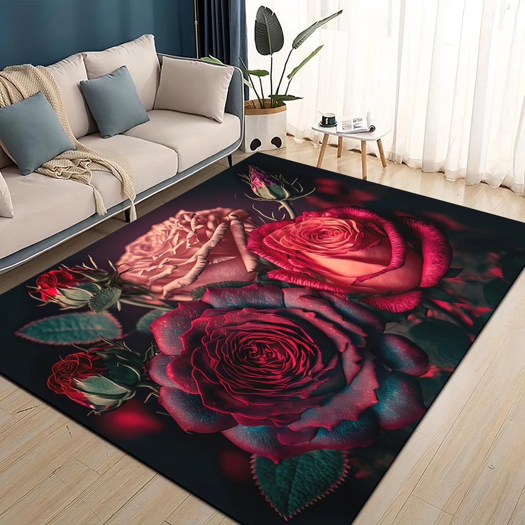 27 Style New Colorful Rose Romantic Flower Love Carpet Rug for Living Room Bedroom Home Sofa Decoration,kids Non-slip Floor Mat