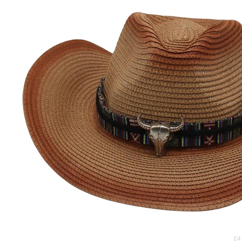 Fashionable Western Cowboy Hat Wide Brim Costume Paper Sun Protection Cowgirl for Men's