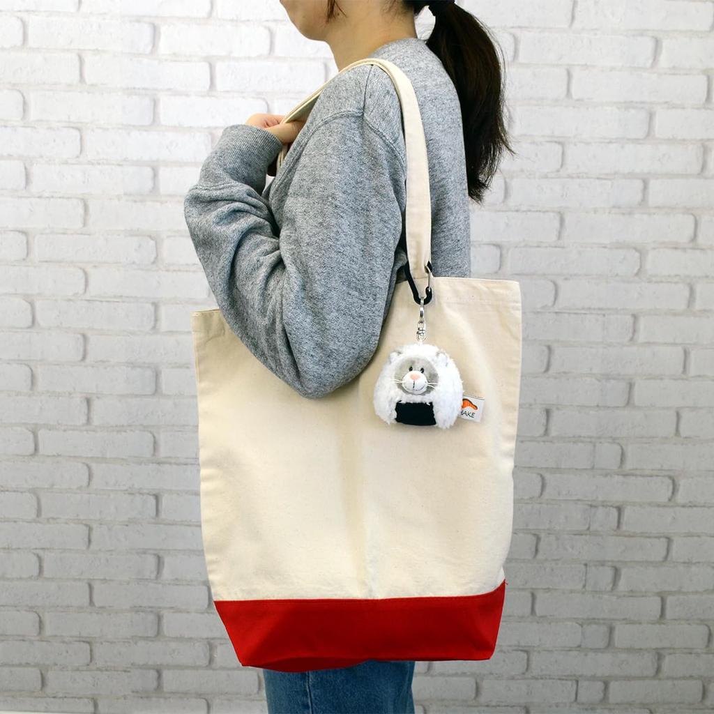 Keychain Gray Cat Rice Ball 8cm Cat Plush Toy White [Niki] W8×D8×H7cm