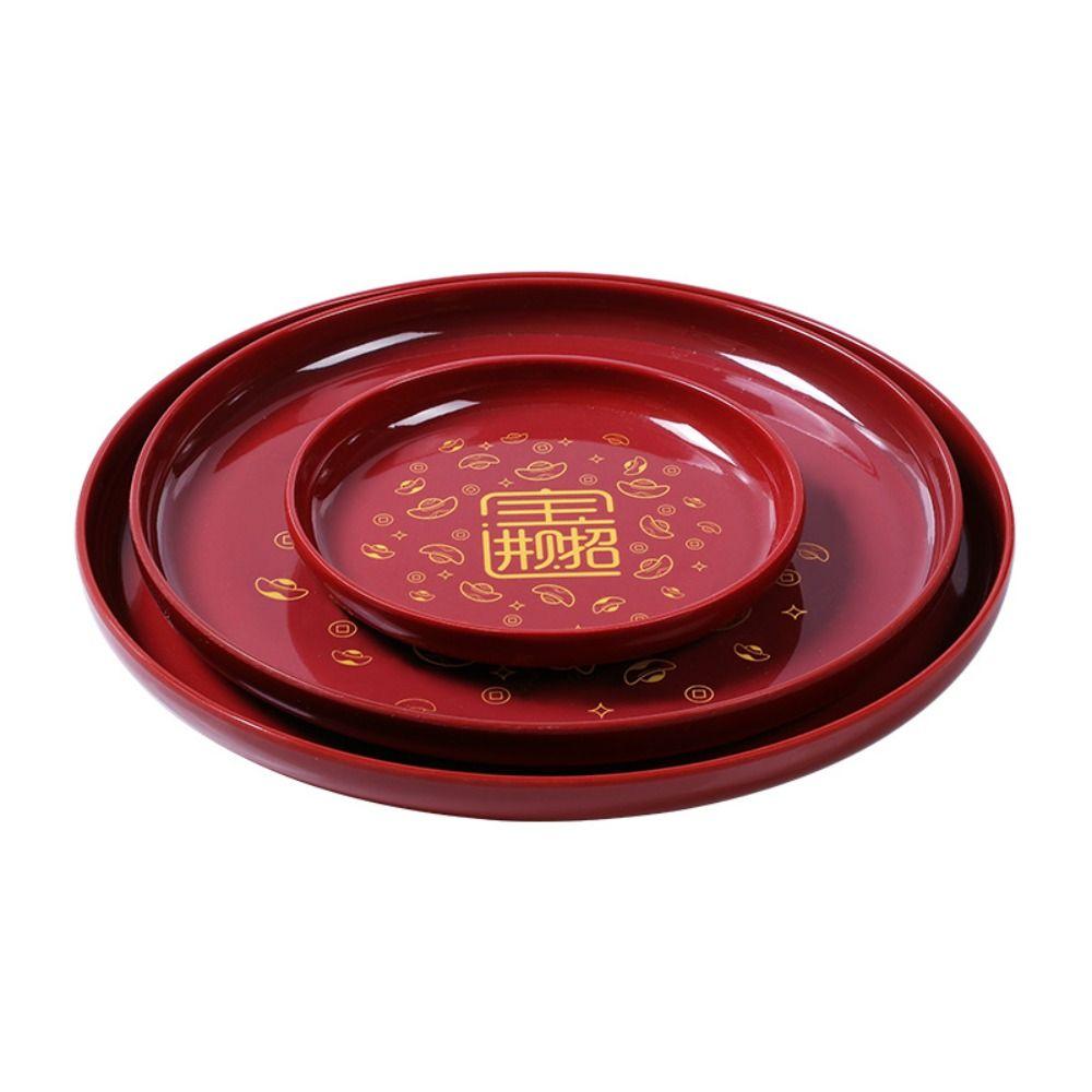Wedding Supplies Red New Year Fruit Tray Smooth Large Capacity Candy Storage Box Exquisite Plastic Snacks Tray Housewarming