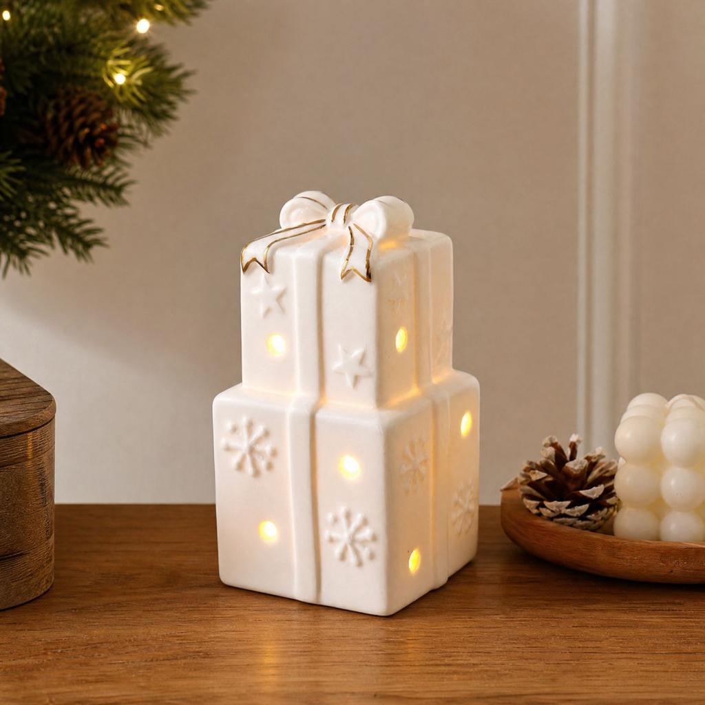 Ceramic Christmas Decoration Ornament for Holiday Tabletop Display and Festive Home Decor