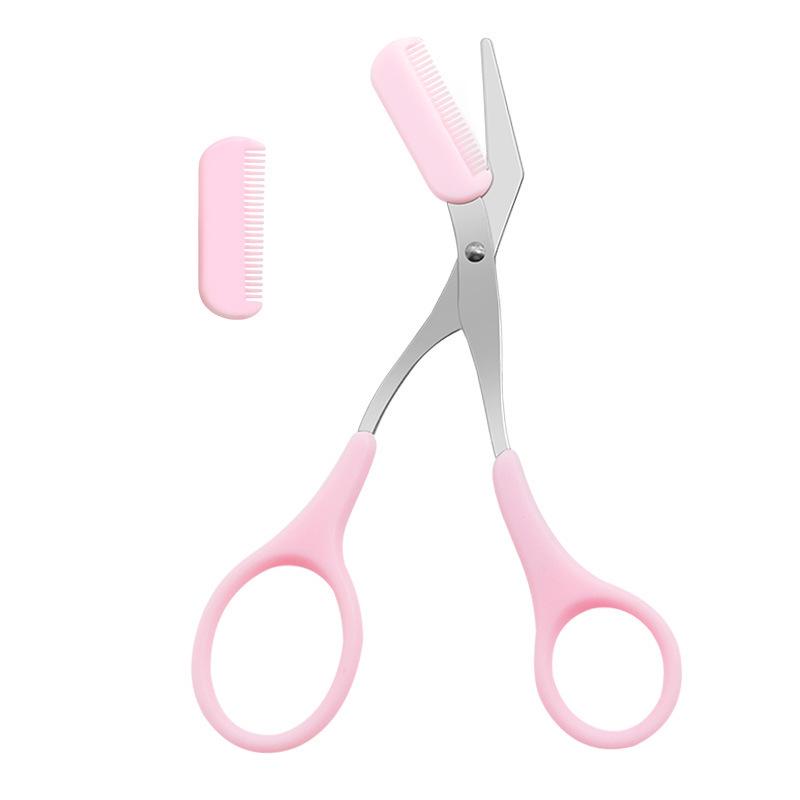 Portable Sharp Eyebrow Trimming Scissors with Built-in Comb for Beginners