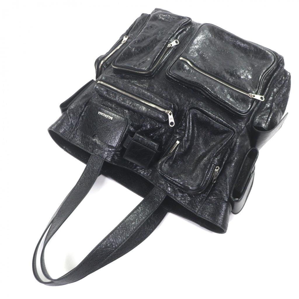 Great BALENCIAGA Tote Bag Super Busy black leather mens 785296 Used