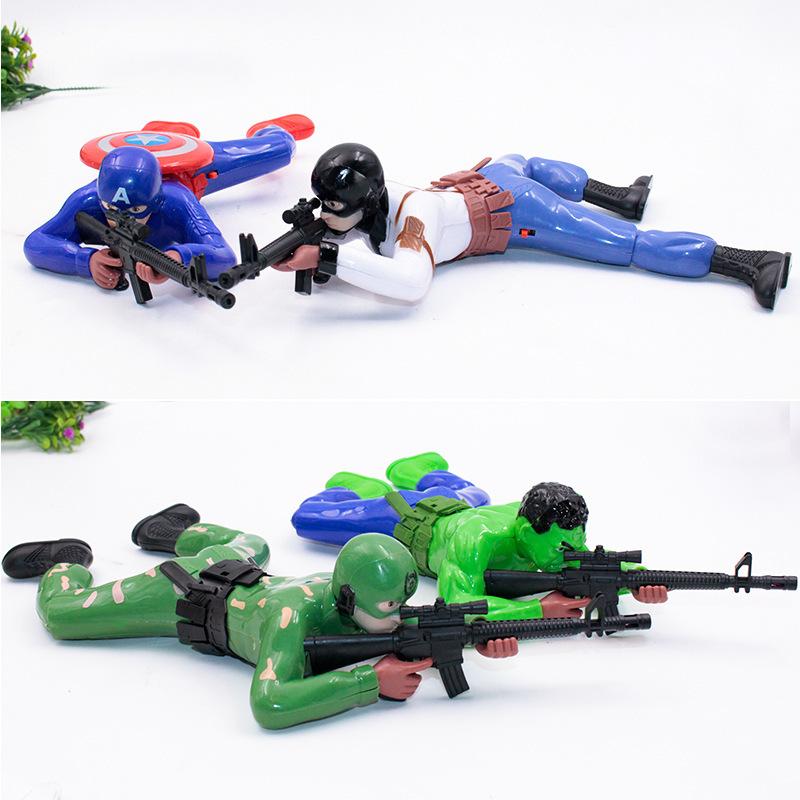 Marvel Peripherie Krabbelspielzeug Spider-Man Captain America Hulk Mit Pistole Krabbelmodell Mit Lichtern Kinder-Krabbelspielzeug