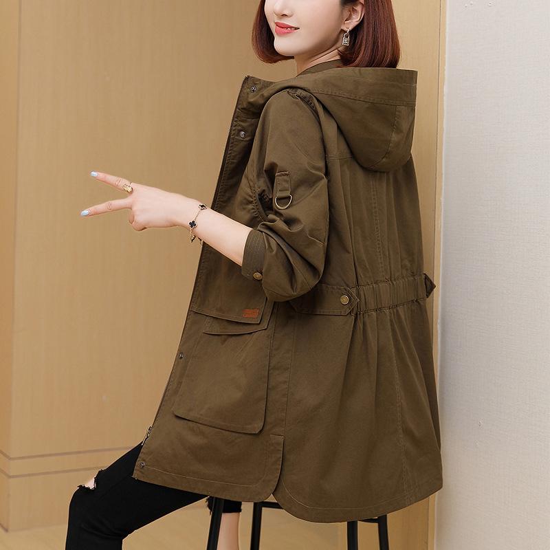 

Женский тренч средней длины для миниатюрных - Популярный свободный повседневный стиль весна/осень L (115-125 lbs)