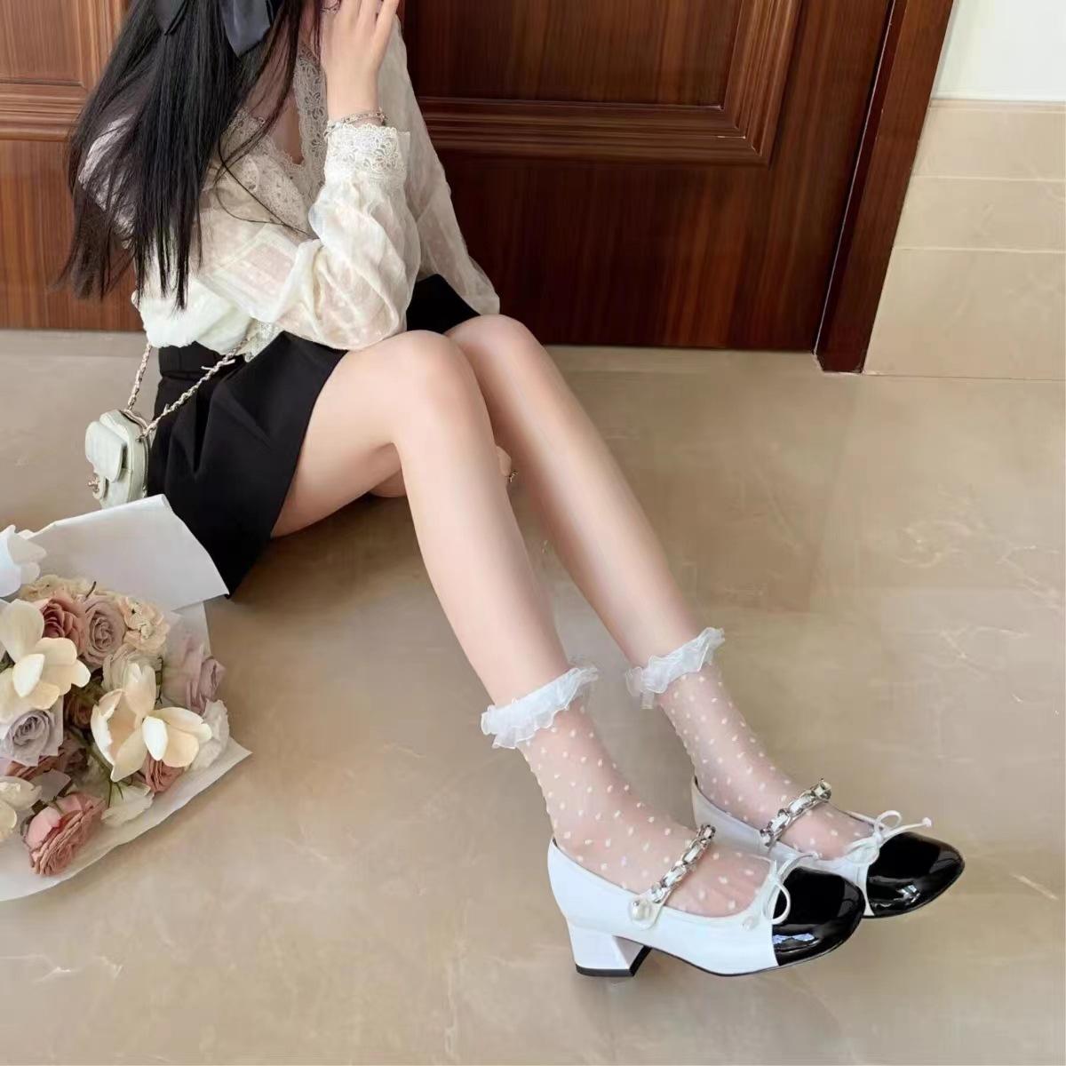 

Новые классические босоножки на толстом каблуке с жемчугом и квадратным каблуком, туфли Мэри Джейн в стиле ретро, ​​женские туфли на высоком каблуке