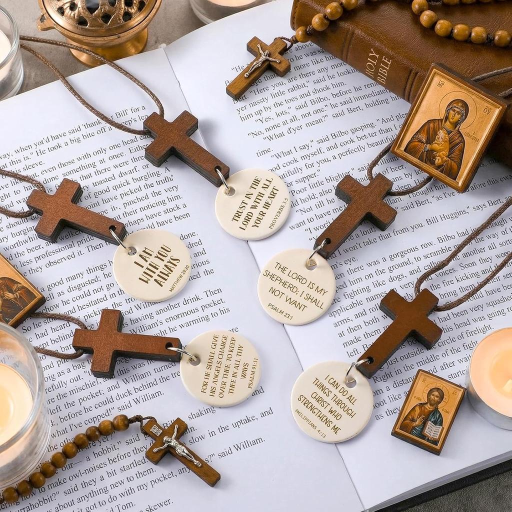 Sivak 5 Pcs Car Air Freshener Cross Mirror Hanging Christian Gift Accessories Daily Bible Car Rearview Decor Accessories Jesus Ornament Religious