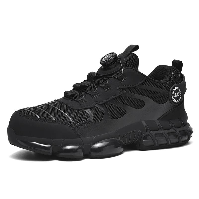 Fashion Men's Rotating Button Safety Shoes Steel Toe Work Sneakers Indestructible Shoes Puncture-Proof work Boots Air Cushion Men Boots